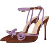 imageFSJ Womens Pointy Toe Stiletto High Heel Sandals Rhinestones Bowknot Ankle Strap Buckle Heeled Pump Lace Up Dress Party Shoes Size 415 USSienna