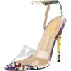 imageFSJ Women Clear Peep Toe Cross PVC Band Stiletto High Heel Ankle Strap Slingback Party Dress Sandal Shoes Size 415 USWatercolor