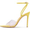 imageFSJ Women Clear Peep Toe Cross PVC Band Stiletto High Heel Ankle Strap Slingback Party Dress Sandal Shoes Size 415 USYellow