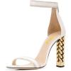 imageFSJ Women Flower Gold Metal Chain Chunky High Heels Ankle Strap Sandals Open Toe Fashion Summer Dressy Shoes Size 415 USWhite Rhinestones