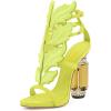 imageFSJ Women Open Toe Stylish Sandal Ankle Strap Chunky Block High Thick Heels Wedding Party Ballroom Prom Shoes US Size 415 USYellow Flame
