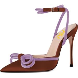 imageFSJ Womens Pointy Toe Stiletto High Heel Sandals Rhinestones Bowknot Ankle Strap Buckle Heeled Pump Lace Up Dress Party Shoes Size 415 USSienna