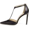 imageFSJ Women Charm T Strap Sandals Stilettos High Heels Pointed Closed Toe Pumps Back Zipper Ladies Girls Party Prom Wedding Sexy Dress Shoes Size 415 USBlack