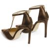 imageFSJ Women Charm T Strap Sandals Stilettos High Heels Pointed Closed Toe Pumps Back Zipper Ladies Girls Party Prom Wedding Sexy Dress Shoes Size 415 USBrown