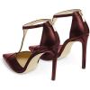 imageFSJ Women Charm T Strap Sandals Stilettos High Heels Pointed Closed Toe Pumps Back Zipper Ladies Girls Party Prom Wedding Sexy Dress Shoes Size 415 USRed