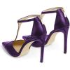 imageFSJ Women Charm T Strap Sandals Stilettos High Heels Pointed Closed Toe Pumps Back Zipper Ladies Girls Party Prom Wedding Sexy Dress Shoes Size 415 USPurple