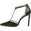 imageFSJ Women Charm T Strap Sandals Stilettos High Heels Pointed Closed Toe Pumps Back Zipper Ladies Girls Party Prom Wedding Sexy Dress Shoes Size 415 USGreen