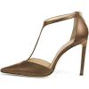 imageFSJ Women Charm T Strap Sandals Stilettos High Heels Pointed Closed Toe Pumps Back Zipper Ladies Girls Party Prom Wedding Sexy Dress Shoes Size 415 USBrown