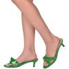 imageFSJ Women Cute Bowknot Slip On Mules Summer Open Toe Kitten Low Heel Sandal Ladies Casual Comfy Walking Dress Shoes Size 415 M USGlossy Green