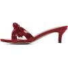 imageFSJ Women Cute Bowknot Slip On Mules Summer Open Toe Kitten Low Heel Sandal Ladies Casual Comfy Walking Dress Shoes Size 415 M USGlossy Winered