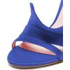 imageFSJ Women Dressy Open Toe Stiletto High Heel Ankle Strap Satin Sandal with Ruffle Size 415 USBlue