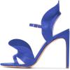 imageFSJ Women Dressy Open Toe Stiletto High Heel Ankle Strap Satin Sandal with Ruffle Size 415 USBlue