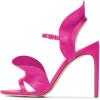 imageFSJ Women Dressy Open Toe Stiletto High Heel Ankle Strap Satin Sandal with Ruffle Size 415 USFuchsia
