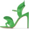 imageFSJ Women Dressy Open Toe Stiletto High Heel Ankle Strap Satin Sandal with Ruffle Size 415 USGreen