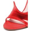 imageFSJ Women Dressy Open Toe Stiletto High Heel Ankle Strap Satin Sandal with Ruffle Size 415 USRed