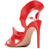 imageFSJ Women Dressy Open Toe Stiletto High Heel Ankle Strap Satin Sandal with Ruffle Size 415 USRed