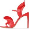 imageFSJ Women Dressy Open Toe Stiletto High Heel Ankle Strap Satin Sandal with Ruffle Size 415 USRed