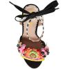 imageFSJ Women Floral Stiletto High Heel Sandal Ankle Strap Open Toe Pump DOrsay Polka Dot Lace up Dress Party Summer Shoes Size 415 USBlack