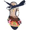 imageFSJ Women Floral Stiletto High Heel Sandal Ankle Strap Open Toe Pump DOrsay Polka Dot Lace up Dress Party Summer Shoes Size 415 USNavy