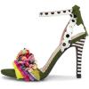 imageFSJ Women Floral Stiletto High Heel Sandal Ankle Strap Open Toe Pump DOrsay Polka Dot Lace up Dress Party Summer Shoes Size 415 USOlive