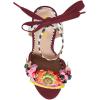 imageFSJ Women Floral Stiletto High Heel Sandal Ankle Strap Open Toe Pump DOrsay Polka Dot Lace up Dress Party Summer Shoes Size 415 USWine Red