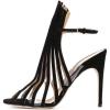 imageFSJ Women Peep Toe High Heel Bootie Pumps Stiletto PVC Dress Ankle Strap Sandal Slingback Buckle Stylish Shoes 415 M USBlack