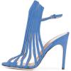 imageFSJ Women Peep Toe High Heel Bootie Pumps Stiletto PVC Dress Ankle Strap Sandal Slingback Buckle Stylish Shoes 415 M USBlue