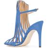 imageFSJ Women Peep Toe High Heel Bootie Pumps Stiletto PVC Dress Ankle Strap Sandal Slingback Buckle Stylish Shoes 415 M USBlue