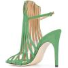 imageFSJ Women Peep Toe High Heel Bootie Pumps Stiletto PVC Dress Ankle Strap Sandal Slingback Buckle Stylish Shoes 415 M USGreen