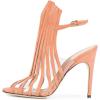 imageFSJ Women Peep Toe High Heel Bootie Pumps Stiletto PVC Dress Ankle Strap Sandal Slingback Buckle Stylish Shoes 415 M USLight Orange