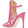 imageFSJ Women Peep Toe High Heel Bootie Pumps Stiletto PVC Dress Ankle Strap Sandal Slingback Buckle Stylish Shoes 415 M USPink