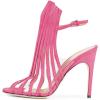 imageFSJ Women Peep Toe High Heel Bootie Pumps Stiletto PVC Dress Ankle Strap Sandal Slingback Buckle Stylish Shoes 415 M USPink