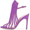 imageFSJ Women Peep Toe High Heel Bootie Pumps Stiletto PVC Dress Ankle Strap Sandal Slingback Buckle Stylish Shoes 415 M USPurple