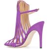 imageFSJ Women Peep Toe High Heel Bootie Pumps Stiletto PVC Dress Ankle Strap Sandal Slingback Buckle Stylish Shoes 415 M USPurple