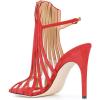 imageFSJ Women Peep Toe High Heel Bootie Pumps Stiletto PVC Dress Ankle Strap Sandal Slingback Buckle Stylish Shoes 415 M USRed