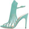 imageFSJ Women Peep Toe High Heel Bootie Pumps Stiletto PVC Dress Ankle Strap Sandal Slingback Buckle Stylish Shoes 415 M USTurquoise