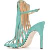 imageFSJ Women Peep Toe High Heel Bootie Pumps Stiletto PVC Dress Ankle Strap Sandal Slingback Buckle Stylish Shoes 415 M USTurquoise