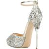 imageFSJ Women Platform High Stiletto Heels Sandals Peep Toe with Ankle Straps Buckle Sexy Summer Pumps Shoes Size 415 USGlitter