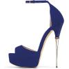 imageFSJ Women Platform High Stiletto Heels Sandals Peep Toe with Ankle Straps Buckle Sexy Summer Pumps Shoes Size 415 USMidnightblue