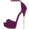 imageFSJ Women Platform High Stiletto Heels Sandals Peep Toe with Ankle Straps Buckle Sexy Summer Pumps Shoes Size 415 USPurple