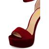 imageFSJ Women Platform High Stiletto Heels Sandals Peep Toe with Ankle Straps Buckle Sexy Summer Pumps Shoes Size 415 USRed