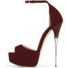 imageFSJ Women Platform High Stiletto Heels Sandals Peep Toe with Ankle Straps Buckle Sexy Summer Pumps Shoes Size 415 USWine
