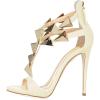 imageFSJ Women Sexy Open Toe TStrap Rivets Studded Stiletto High Heel Sandal Strappy Gladiator Back Zipper Dress Pump Shoes Size 415 USBeige