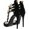 imageFSJ Women Sexy Open Toe TStrap Rivets Studded Stiletto High Heel Sandal Strappy Gladiator Back Zipper Dress Pump Shoes Size 415 USBlack