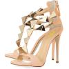 imageFSJ Women Sexy Open Toe TStrap Rivets Studded Stiletto High Heel Sandal Strappy Gladiator Back Zipper Dress Pump Shoes Size 415 USMoccasin