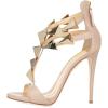 imageFSJ Women Sexy Open Toe TStrap Rivets Studded Stiletto High Heel Sandal Strappy Gladiator Back Zipper Dress Pump Shoes Size 415 USNude