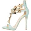 imageFSJ Women Sexy Open Toe TStrap Rivets Studded Stiletto High Heel Sandal Strappy Gladiator Back Zipper Dress Pump Shoes Size 415 USPale Turquoise