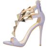 imageFSJ Women Sexy Open Toe TStrap Rivets Studded Stiletto High Heel Sandal Strappy Gladiator Back Zipper Dress Pump Shoes Size 415 USPurple