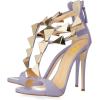 imageFSJ Women Sexy Open Toe TStrap Rivets Studded Stiletto High Heel Sandal Strappy Gladiator Back Zipper Dress Pump Shoes Size 415 USPurple