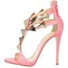 imageFSJ Women Sexy Open Toe TStrap Rivets Studded Stiletto High Heel Sandal Strappy Gladiator Back Zipper Dress Pump Shoes Size 415 USSalmon